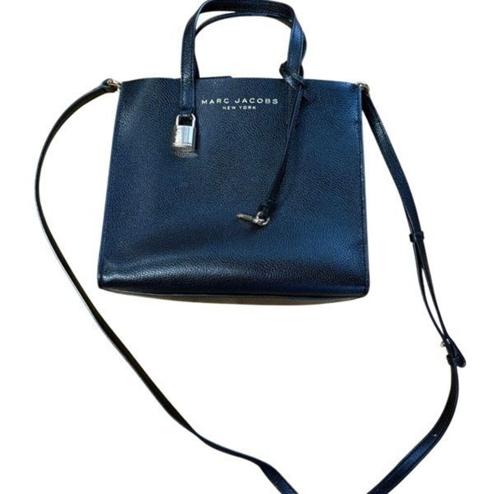 Marc Jacobs New York Mini Grind Leather Crossbody Tote Black Gold Lock Shoulder